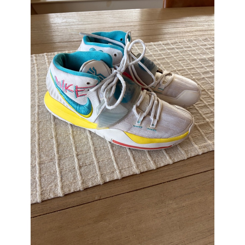 Nike Kyrie 6 Neon Graffiti White Yellow Blue BQ4630-101 Mens Size 10 Basketball